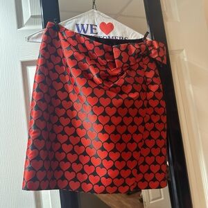 J Crew Red and black heart skirt - perfect for Valentine's Day or date night